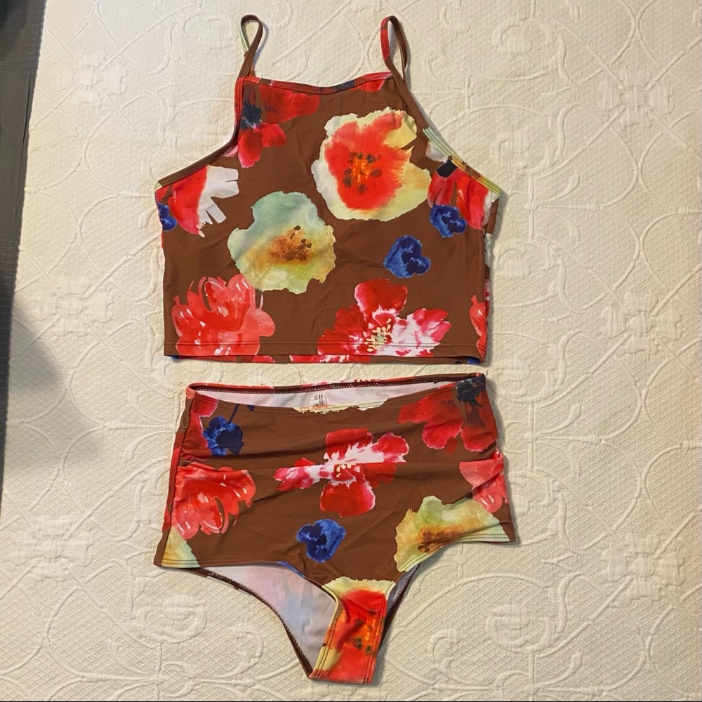 2 piece floral bathing suit